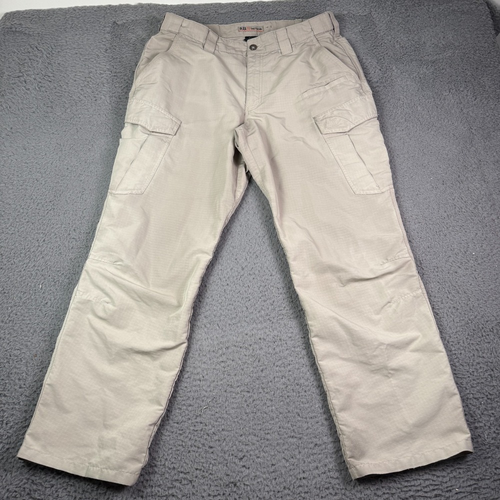 5.11 Tactical Fast Tac Cargo Pants Mens 36x30 Khaki Beige Ripstop Work READ